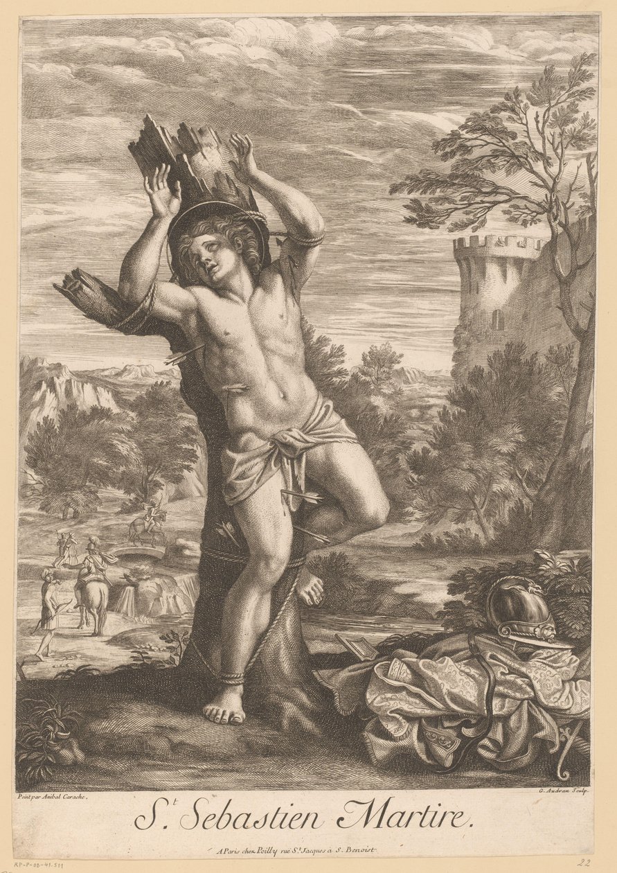H. Sebastiaan St. Sebastien Martire (titel på objekt) af Gérard Audran