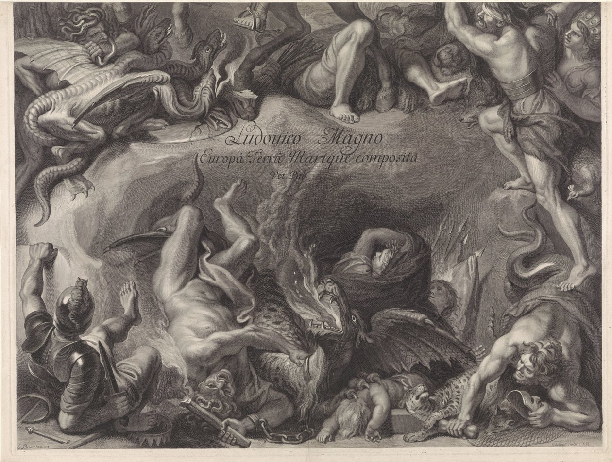 Allegorisk rytterportræt af Louis XIV, konge af Frankrig af Gérard Edelinck