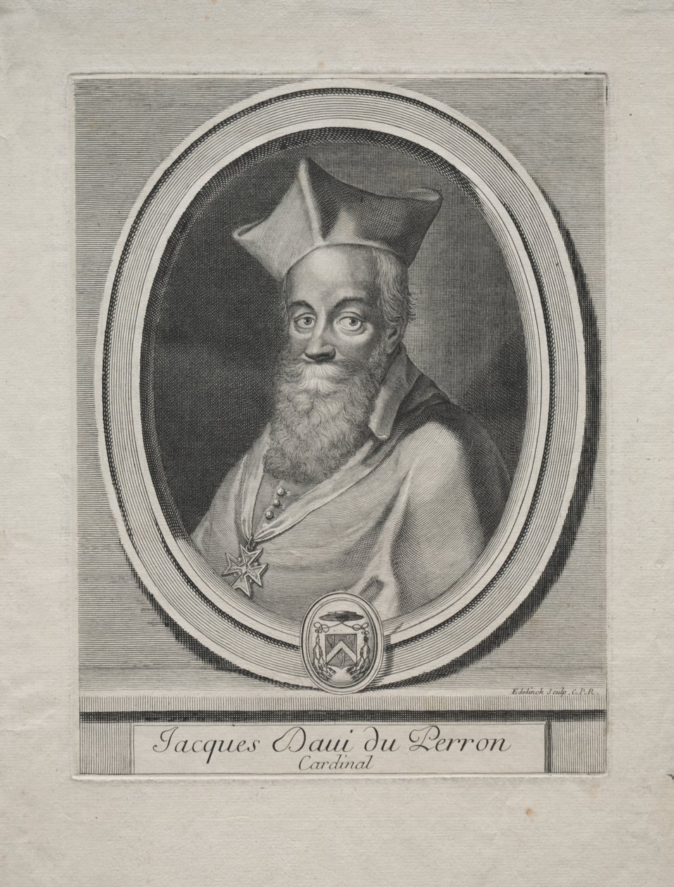Kardinal Jacques Davey Duperron. af Gérard Edelinck