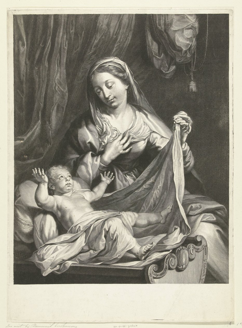 Maria med Kristusbarn i Krybbe af Gérard Edelinck