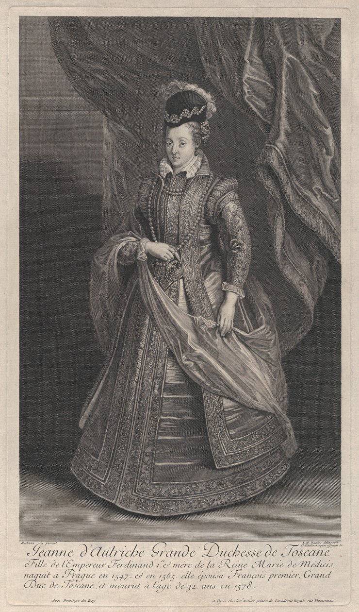Portræt af Johanna af Østrig, storhertuginde af Toscana, ca. 1707 af Gérard Edelinck