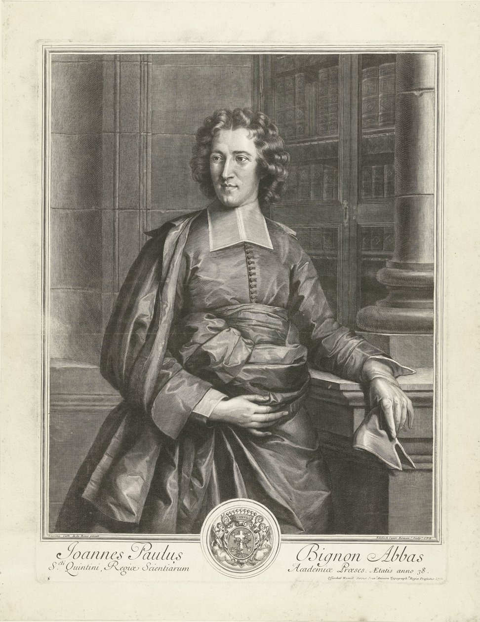 Portræt af Jean Paul Bignon Joannes Paulus Bignon Abbas (titel på objekt) af Gérard Edelinck