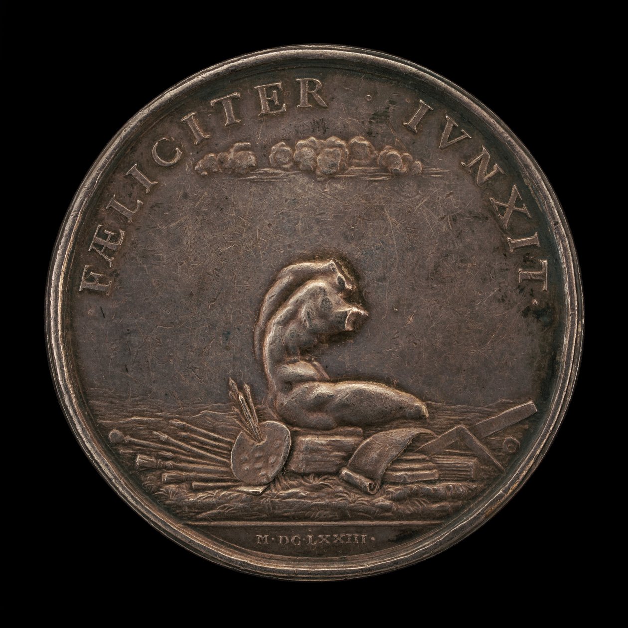 Kunstens emblemer med Belvedere Torso bagside, 1673. af Gérard Léonard Hérard