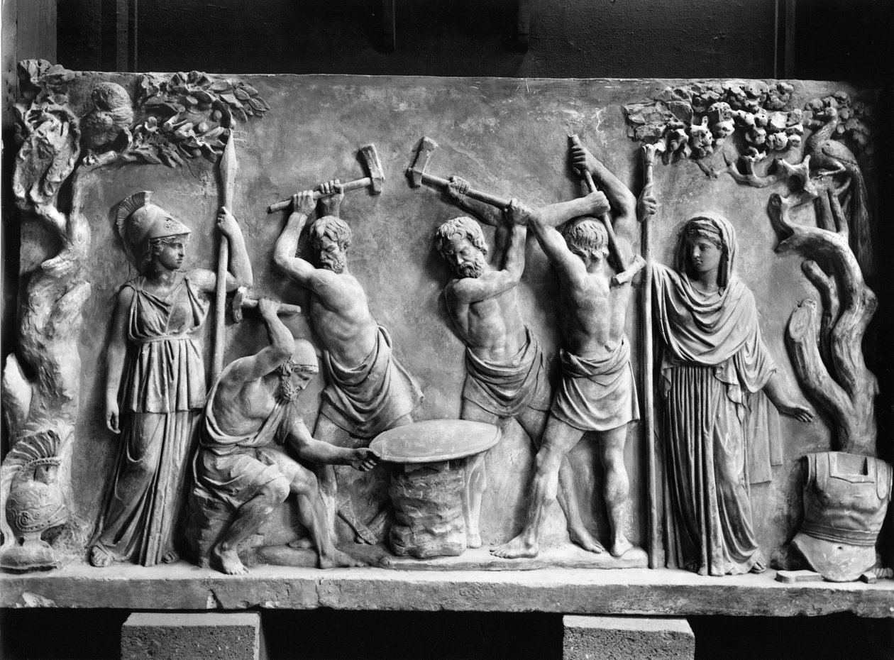 Hephaistos og Cyclopes smede Achilleus skjold (marmor) (s/h foto) af Greco Roman Greco Roman