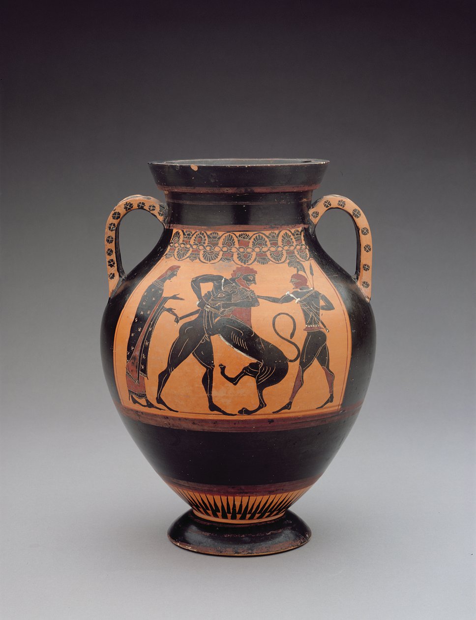 Amfora, der forestiller Herkules, der kæmper mod Nemean-løven, ca. 540 f.Kr. (ler) af Greek