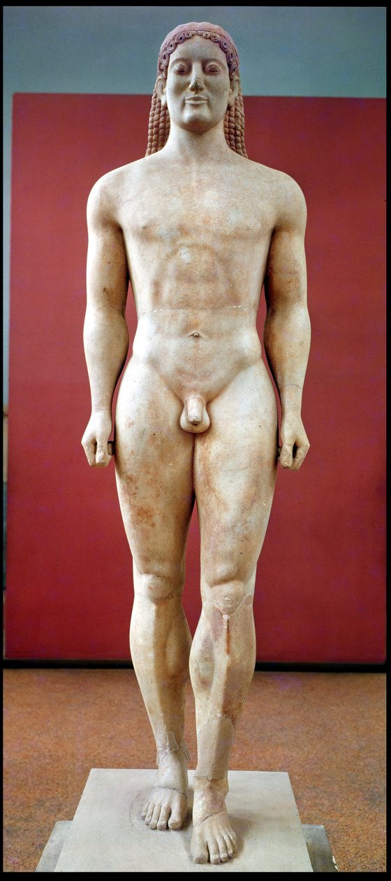 Anavysos Kouros, begravelsesstatue af Kroisos ca. 530-520 f.Kr. (marmor) af Greek