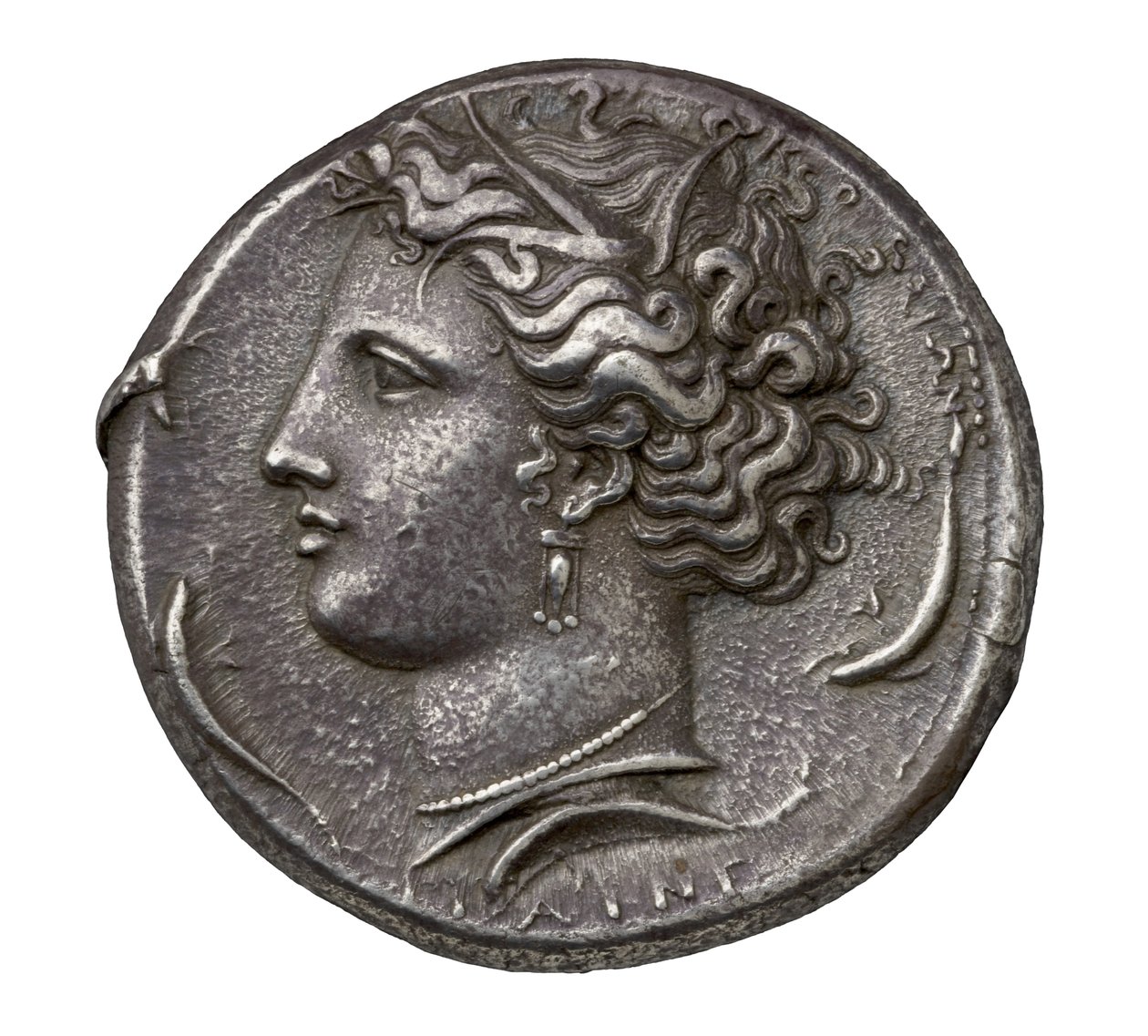 Gammel græsk sølvmønt fra Syrakus, 404-390 f.Kr. (sølv) af Greek