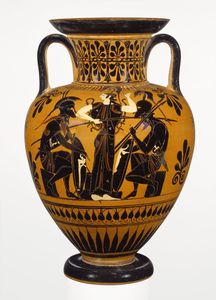 Athensk attisk sort-figur hals amfora, tilskrevet Leagros-gruppen, med Ajax og Achilles, ca. 510 f.Kr. (terracotta) af Greek