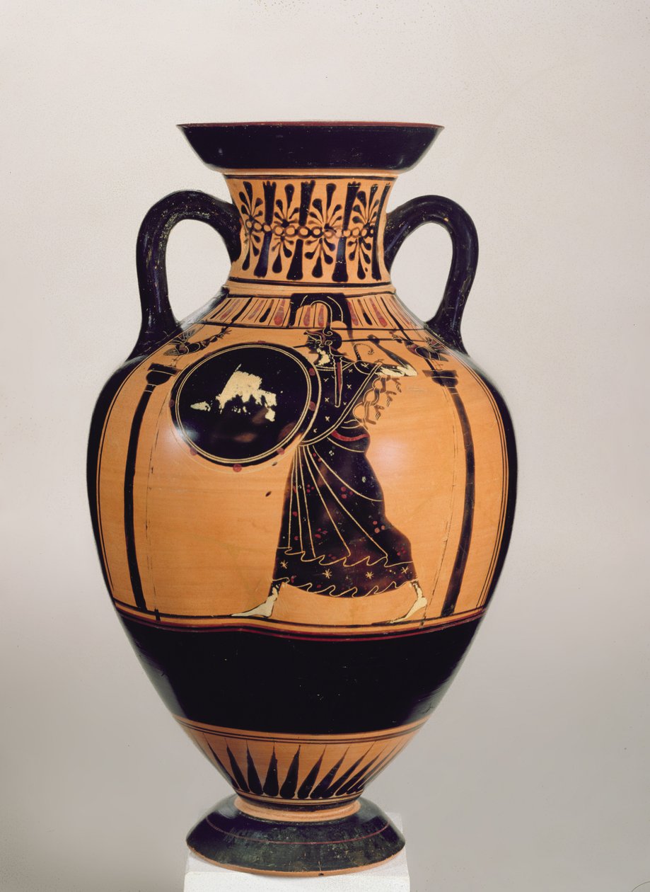 Attic sort-figur Pseudo-Panathenaic Amphora, ca. 500 BC (keramik) (for detaljer se 293754) af Greek