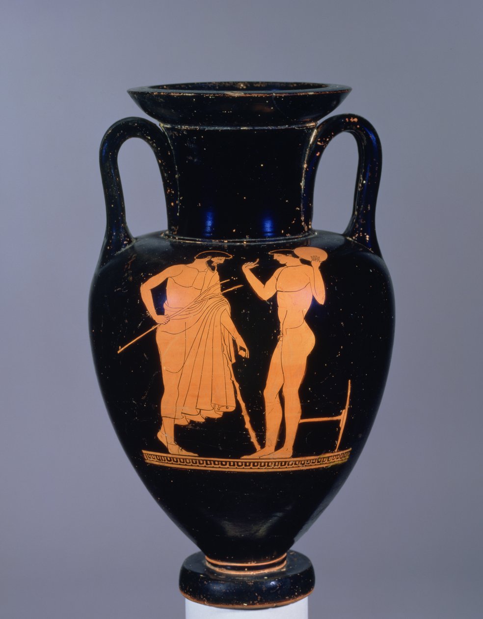 Attic rød-figur amfora forestiller ældre skægget mand og en ungdom, sandsynligvis 6. århundrede f.Kr. (keramik) af Greek