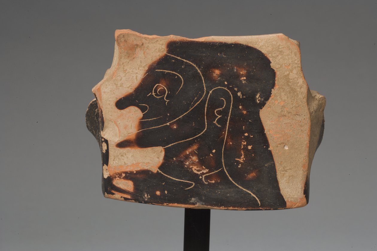 Sort figurskår fra et søjlekrater, korintisk (terracotta) af Greek