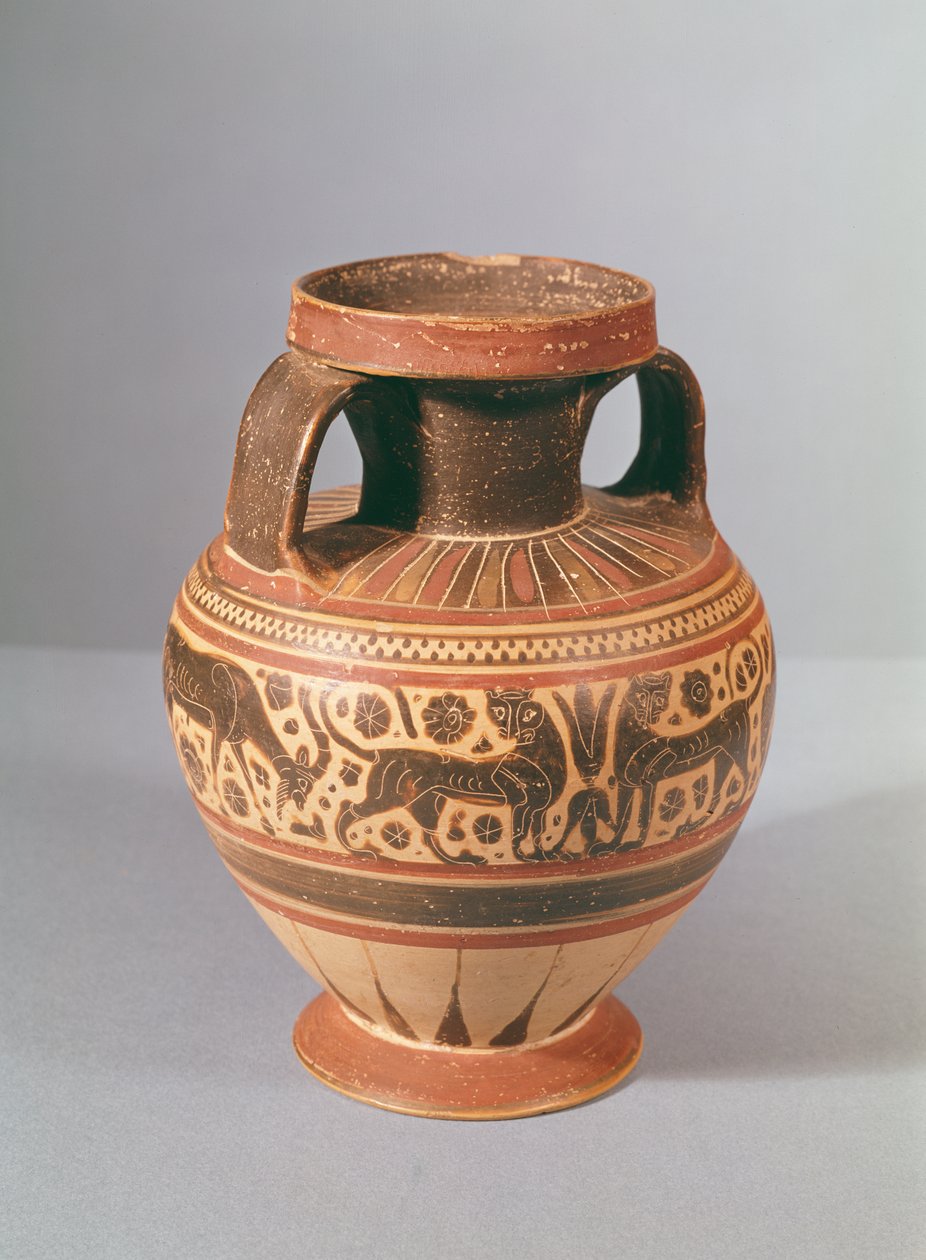 Amfora i korintisk stil, ca. 600 f.Kr. (keramik) af Greek