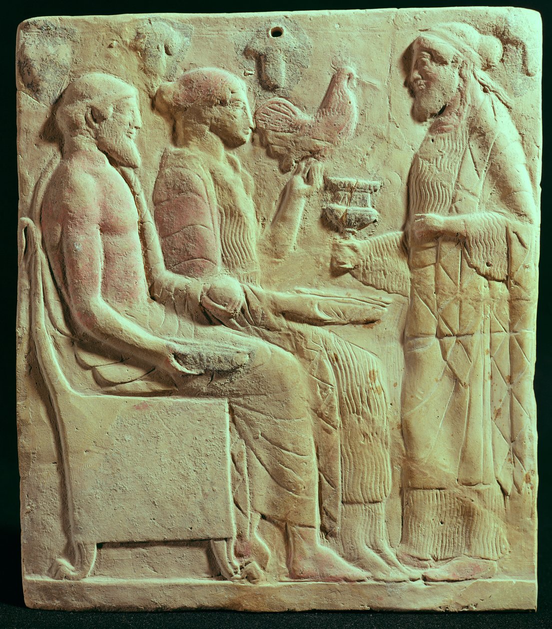 Plaque, der forestiller et offer, ca. 450 f.Kr. (terracotta) af Greek