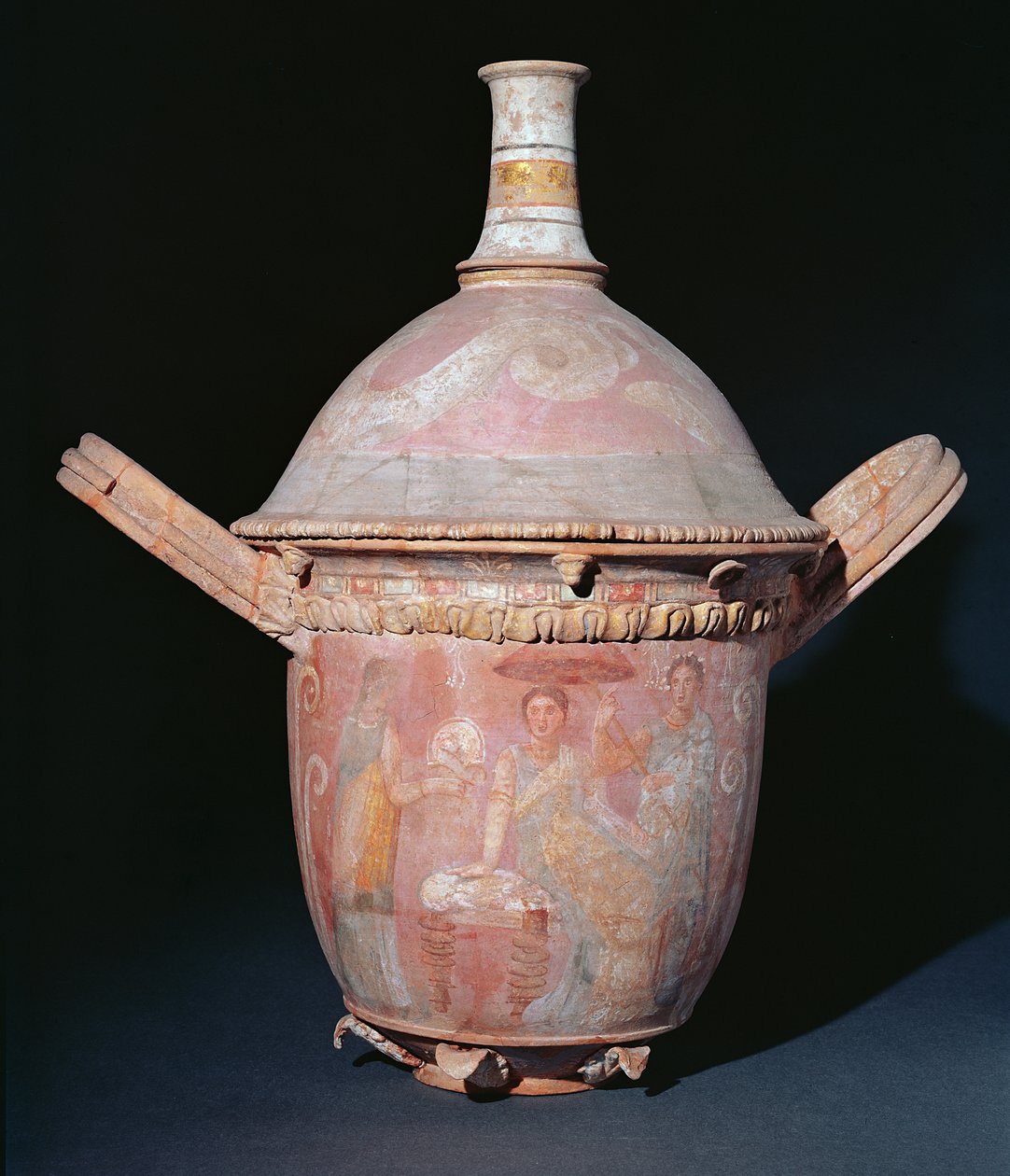 Potte med en scene af kvinder, der bader (malet terracotta) (se også 349779) af Greek