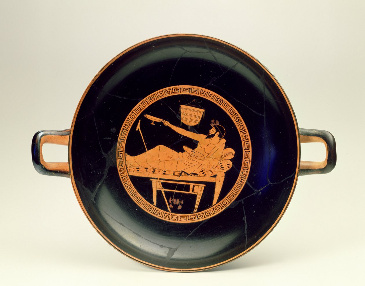 Red-Figure Kylix forestillende atleter og symposist, ca. 480 f.Kr. (keramik) (se også 288291) af Greek