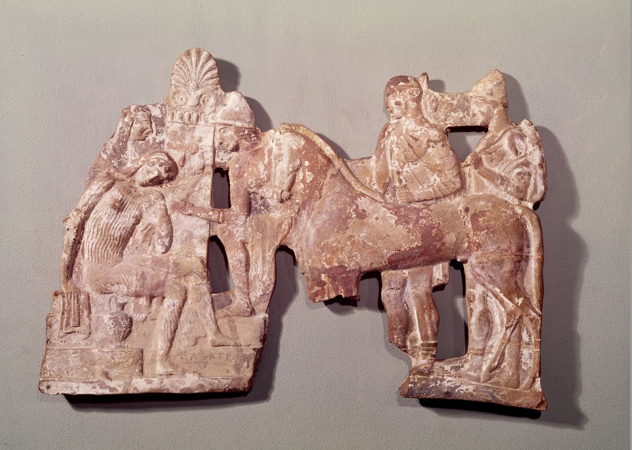 Relief, der viser mødet mellem Orestes og Electra ved Agamemnons grav af Greek