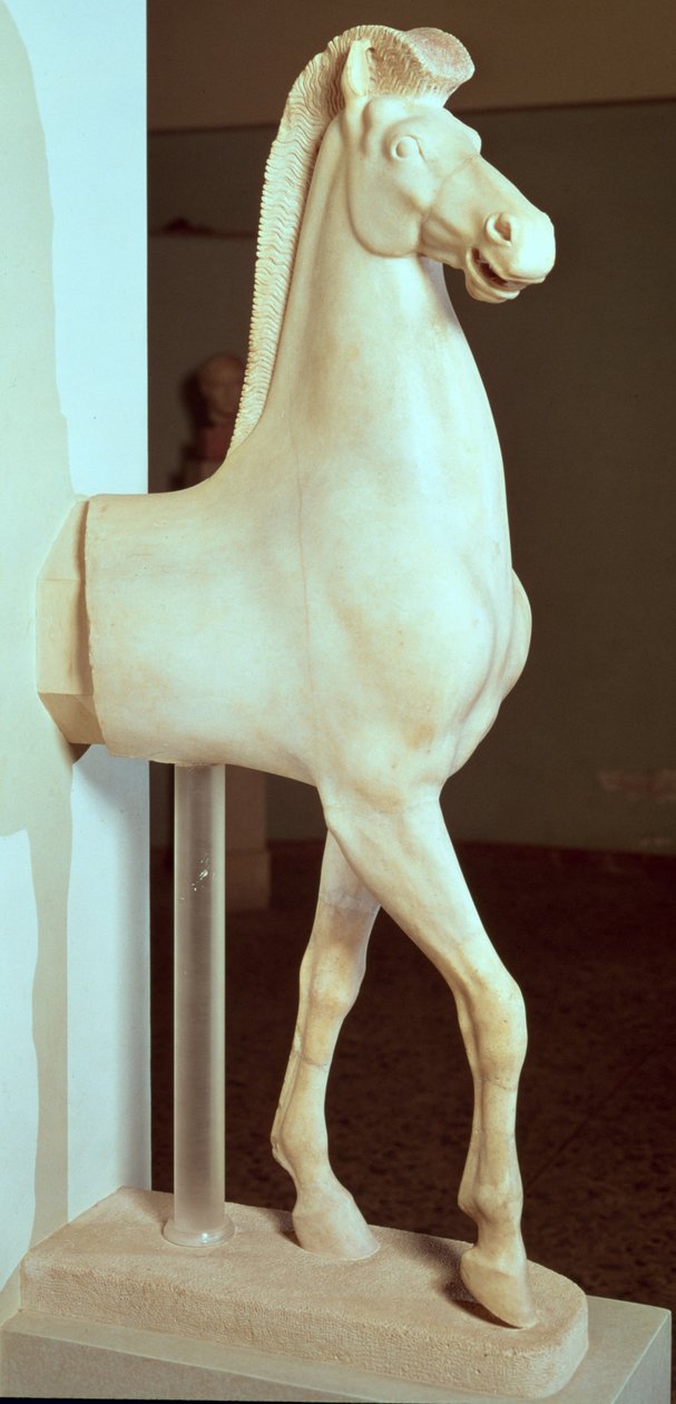 Skulptur af en hest, ca.500 f.Kr. (marmor) af Greek
