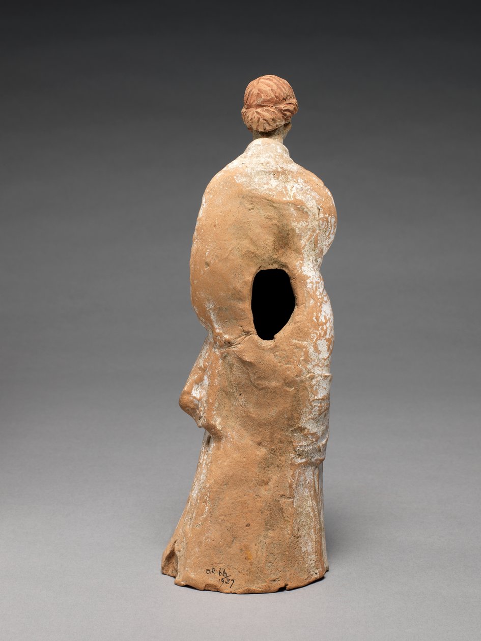 Statuette af en kvindefigur (ler) (for front se 427628) af Greek