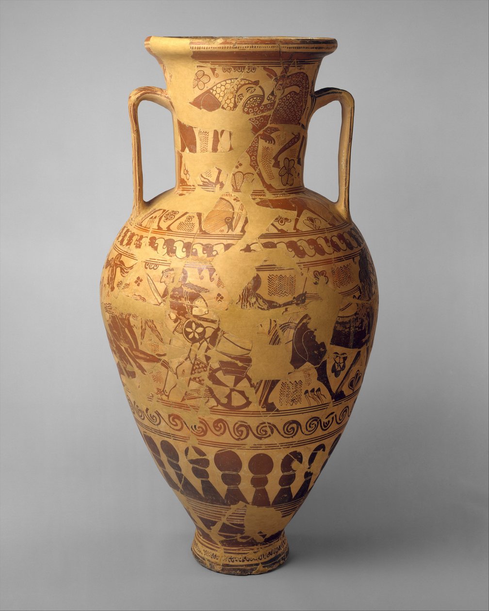 Terracotta hals-amfora opbevaringskrukke, ca. 650 f.Kr. (terracotta) af Greek