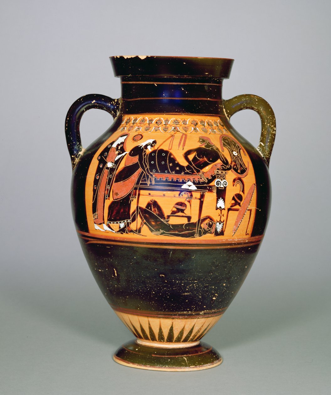 Amfora forestillende Priamos og Akillies, ca. 550 f.Kr. (keramik) (se også 293741-42 og 307550) af Greek