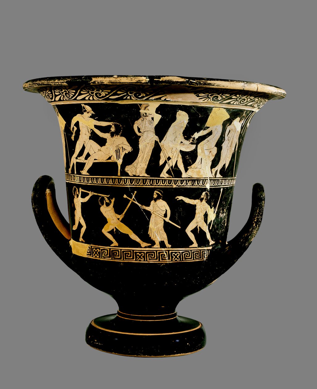 Attic rød-figur calyx-krater dekoreret med scener af Theseus eventyr, af Dinos Maleren, c.425 (keramik) af Greek