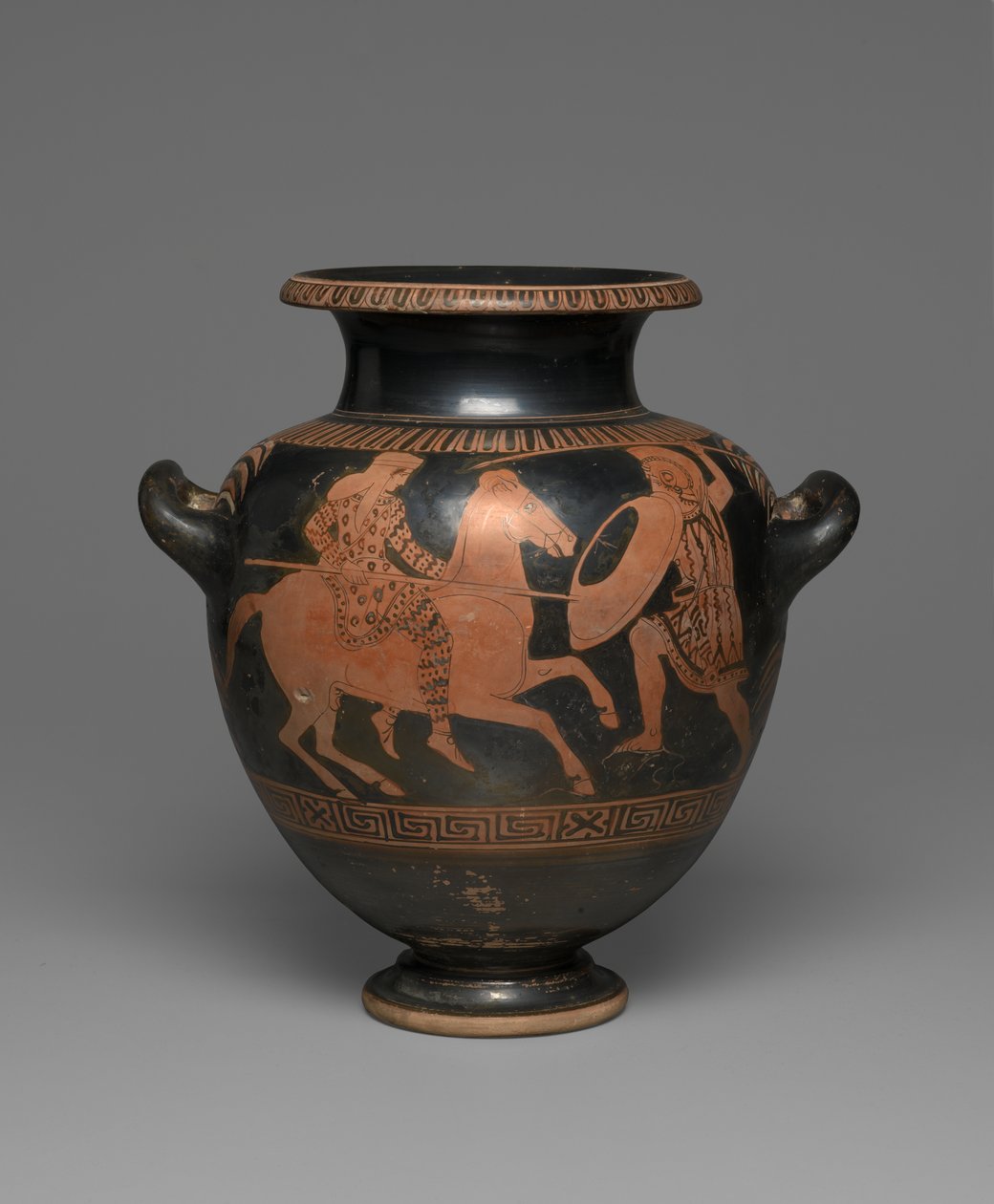 Attic rød-figur stamnos, 440-430 BC (keramik) (se også 342002) af Greek