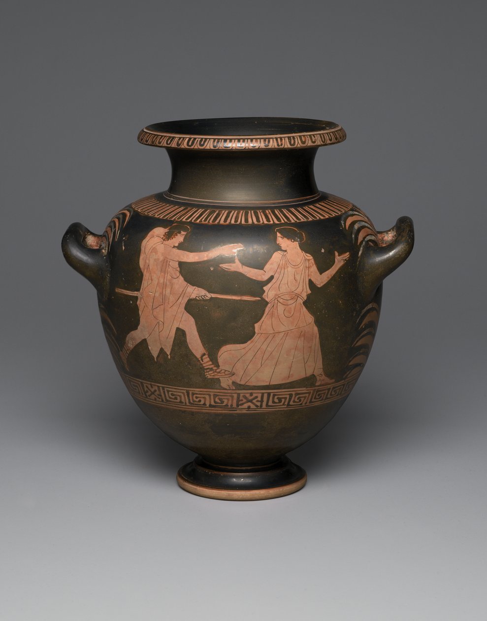 Attic rød-figur stamnos, 440-430 BC (keramik) (se også 342003) af Greek