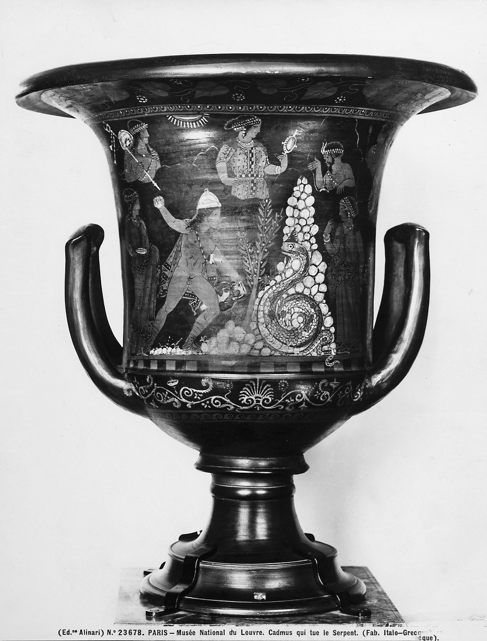 Klokkekrater med mytologiske scener, der forestiller Cadmus og slangen (keramik) af Greek