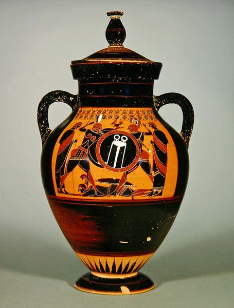 Belly Amphora forestillende Priamos og Achilleus, ca. 550 f.Kr. (keramik) (se også 288279 og 293741-42) af Greek