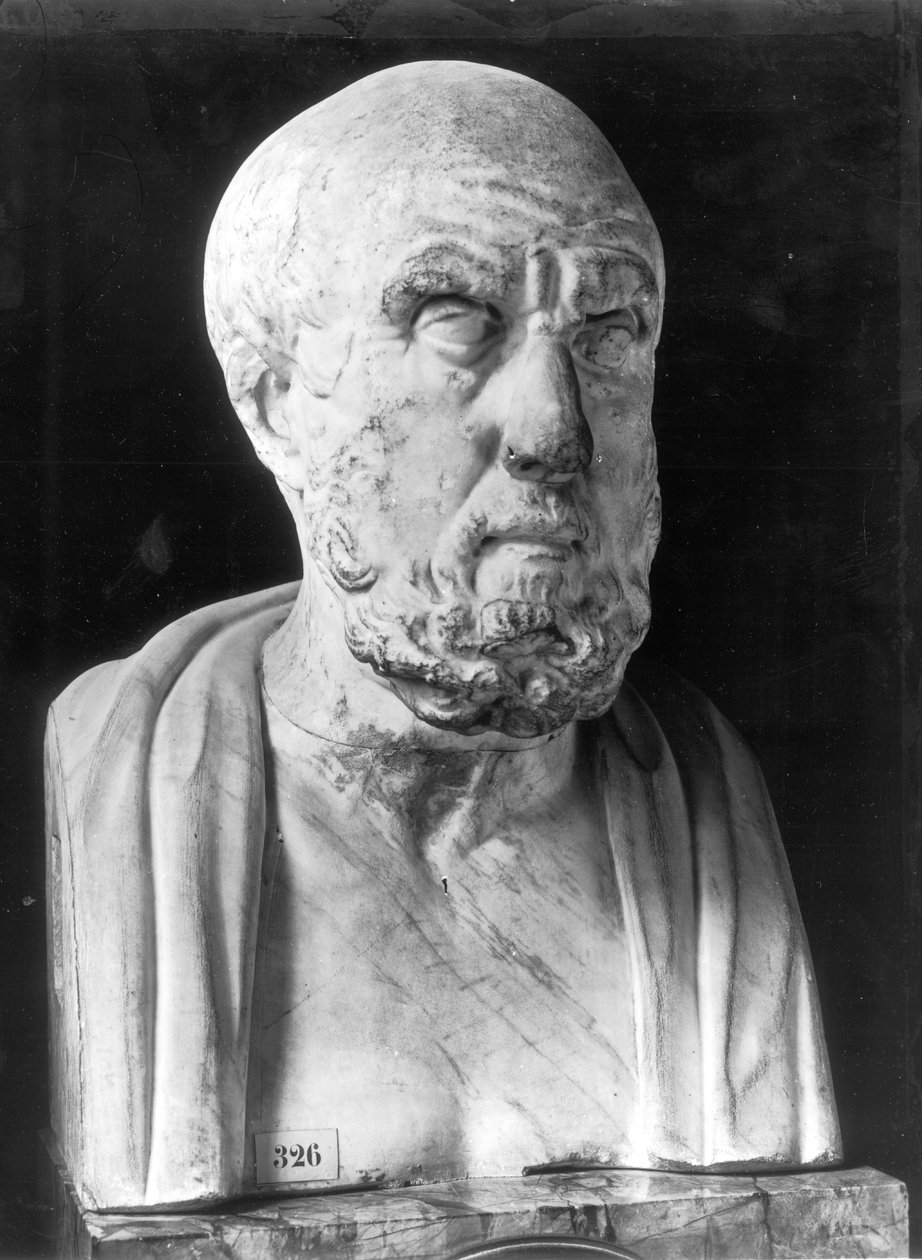 Buste af Hippokrates (ca. 460-c. 377 f.Kr.) (marmor) af Greek