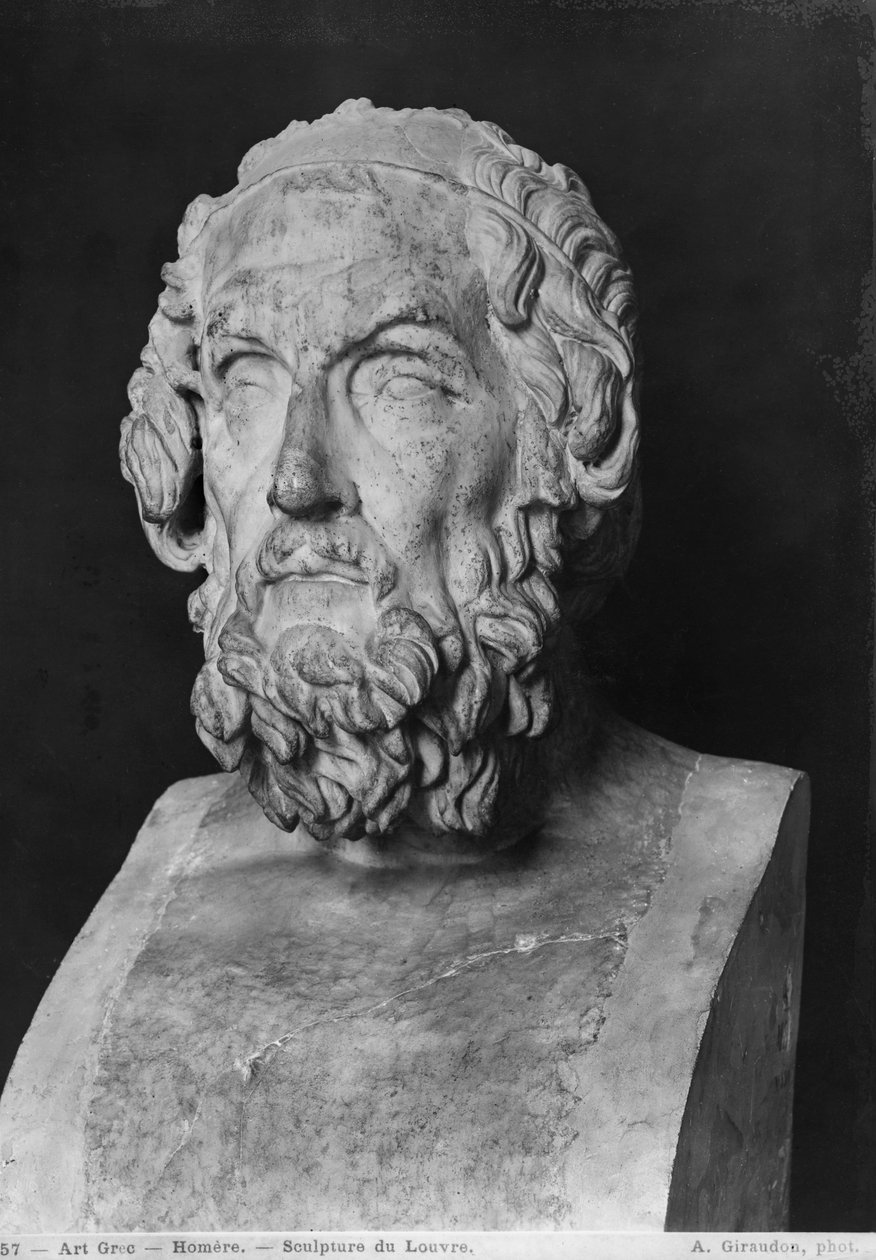 Buste af Homer, hellenistisk periode (330-20 f.Kr.) (marmor) af Greek