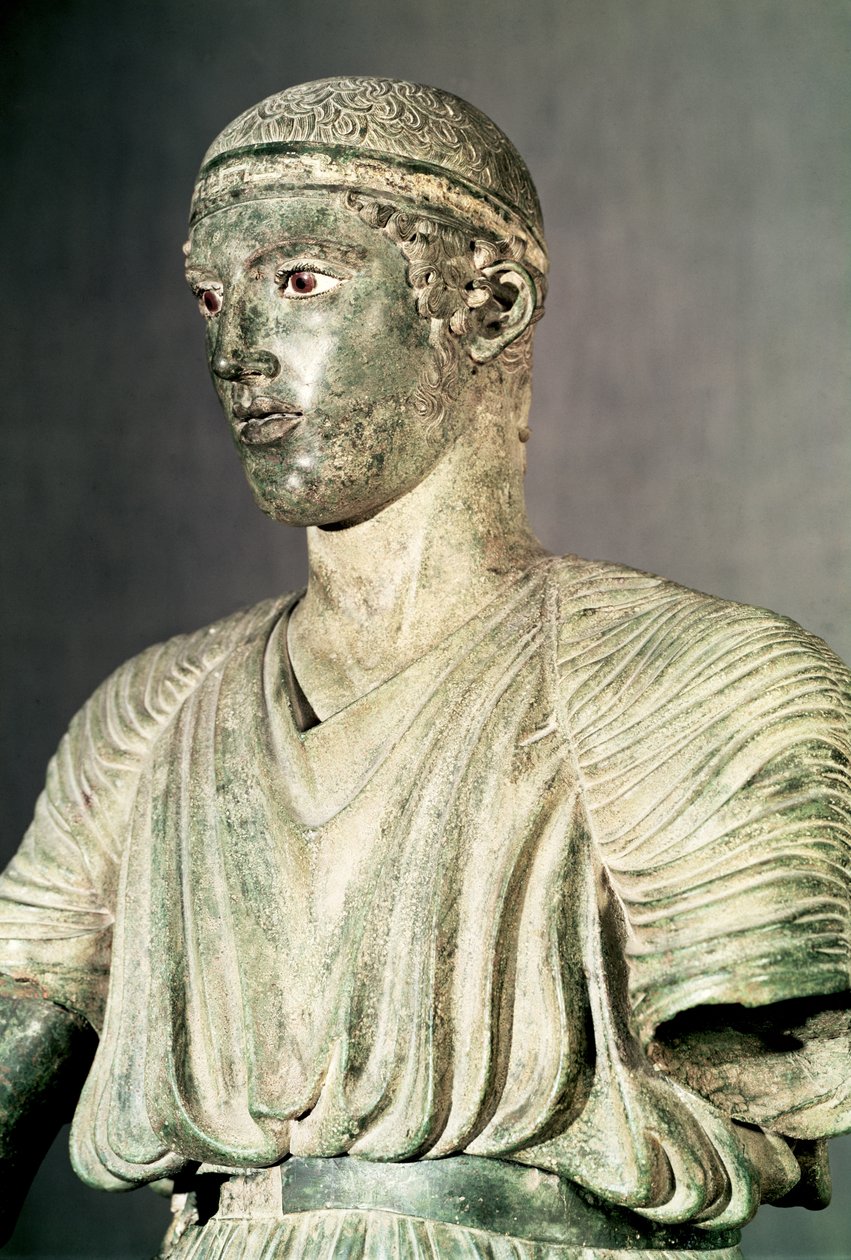 Detalje af Delphi Charioteer, ca. 470 f.Kr. bronze se også 161526 af Greek