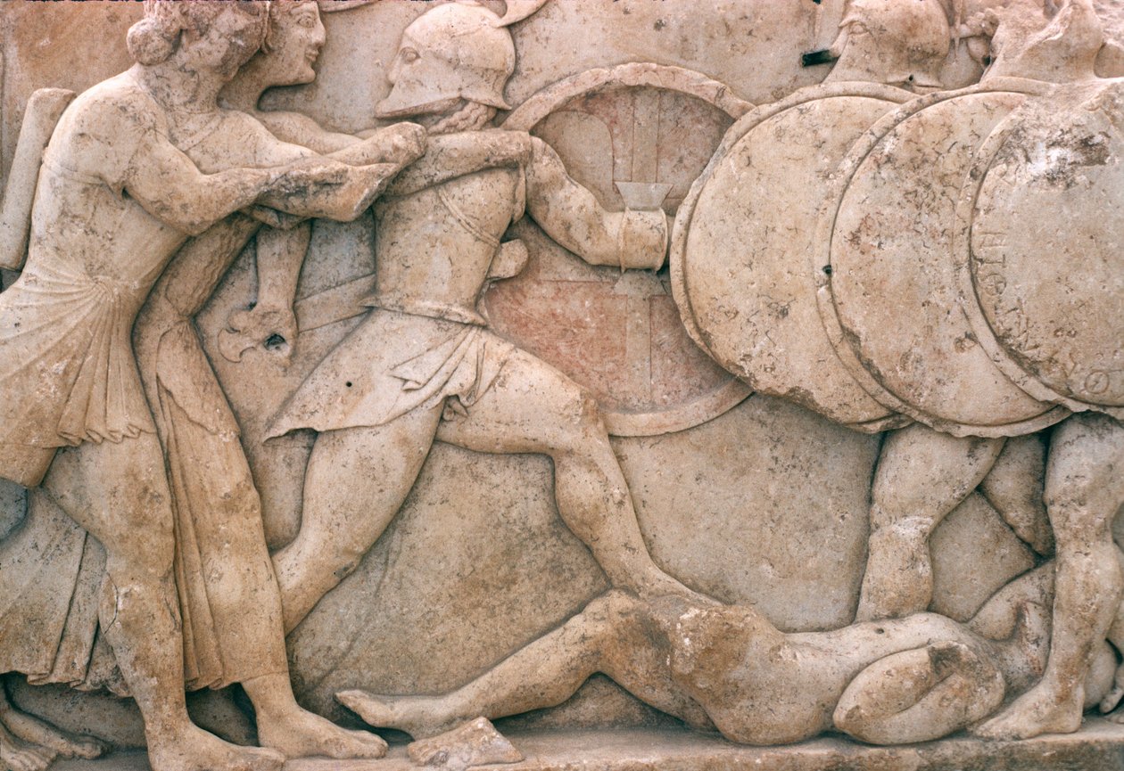 Kamp uden for Troja, frise fra Siphnian Treasury, ca. 525 f.Kr. (marmor) af Greek