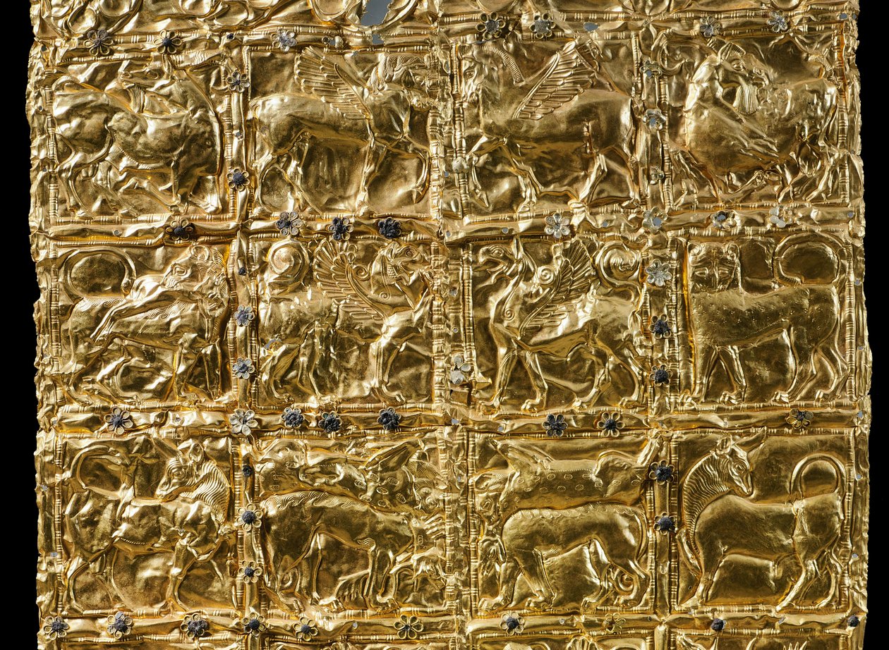 Folie med prægede dekorationer fra Delphi (guld) (detalje af 593279) af Greek