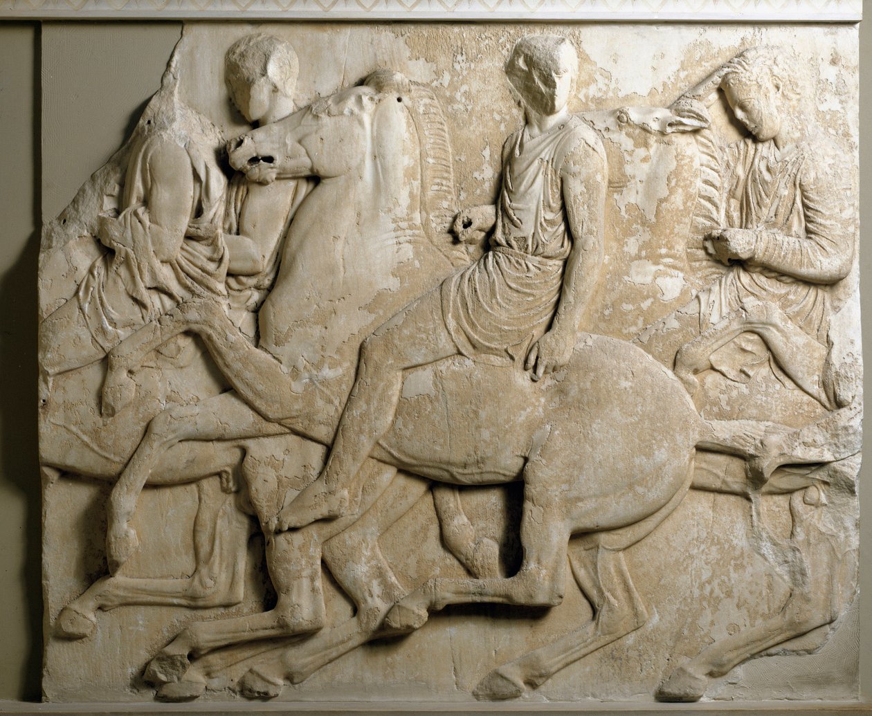 Græsk kunst: "" galopperende ryttere""" parthenonfrise. Marmor reliefstrømper. 447-432 f.Kr. Athen, Akropolis Museum af Greek