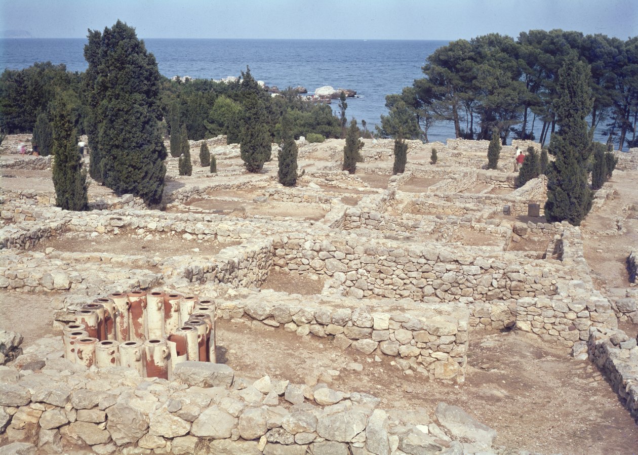 Græske ruiner af Emporion havn af Greek