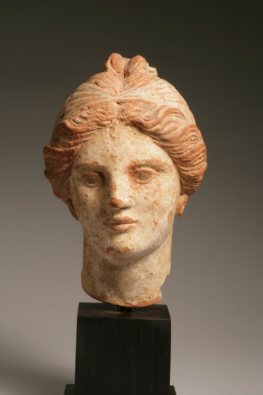Hoved af en kvinde, hellenistisk, 3.-1. århundrede f.Kr. (polykrom terracotta) (se også 270385) af Greek