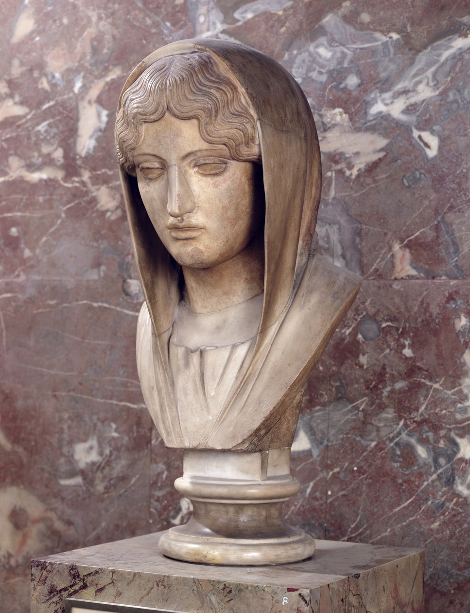 Hovedet på en kvinde kendt som Aspasia of Miletus (marmor) af Greek