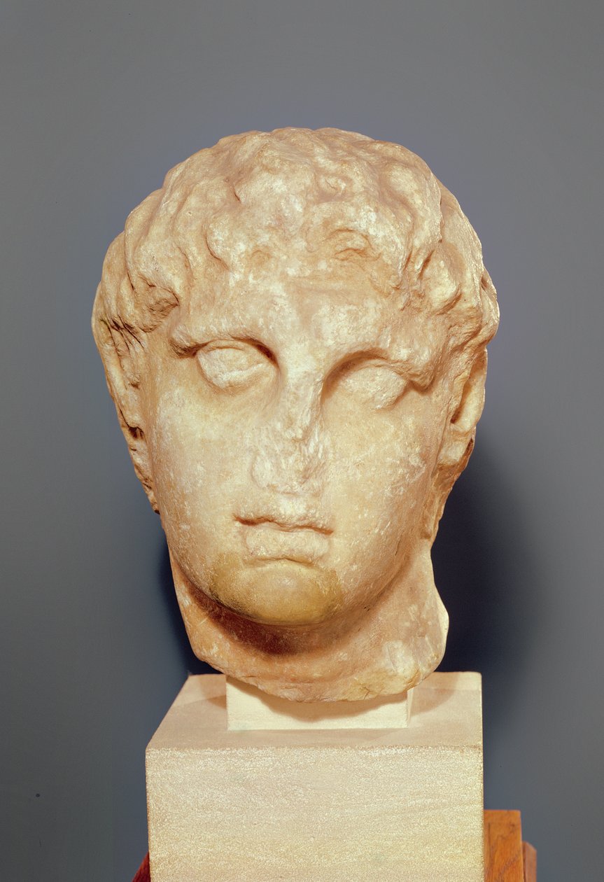 Leder af en af Diadochi eller leder af Alexander III (356-323 f.Kr.) den Store (marmor) af Greek