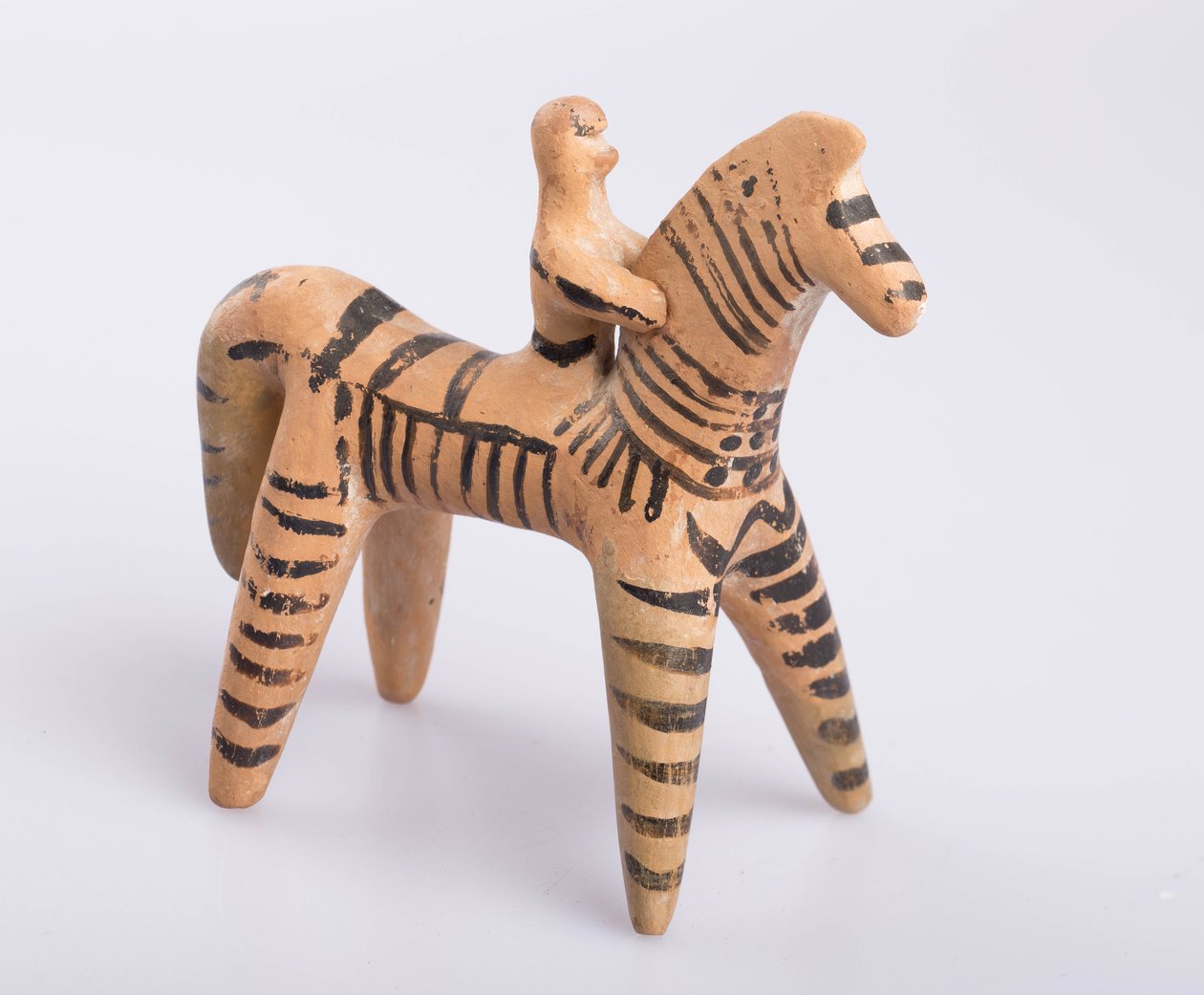 Hest og rytter, sandsynligvis fra Boetia, græsk, arkaisk periode, ca. 550 f.Kr. (terracotta) af Greek