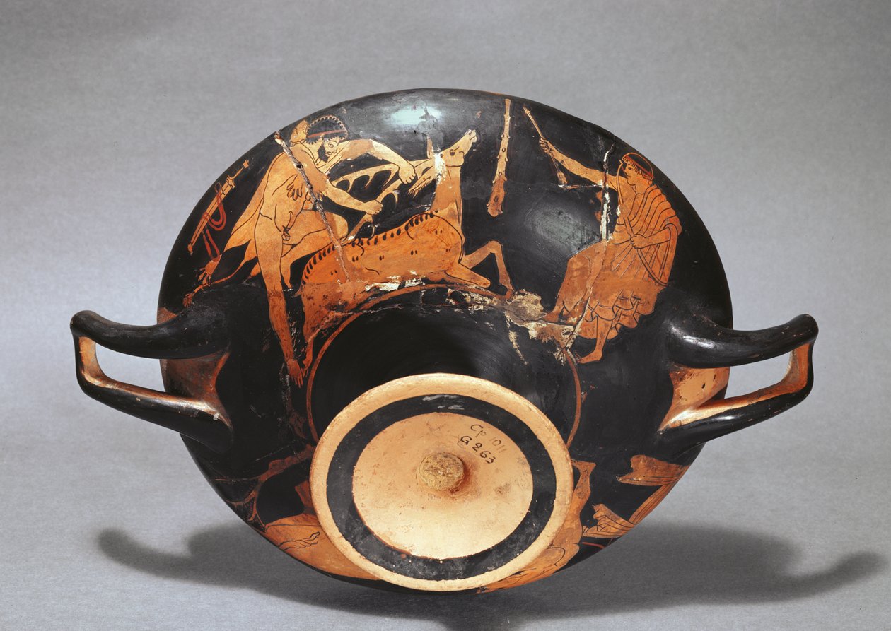 Kylix dekoreret med Herakles og Ceryneian Hind (keramik) af Greek