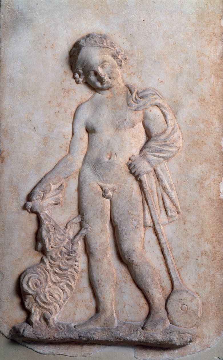 Magna graecia: lille dreng leger, marmorrelief, 5. århundrede f.Kr af Greek
