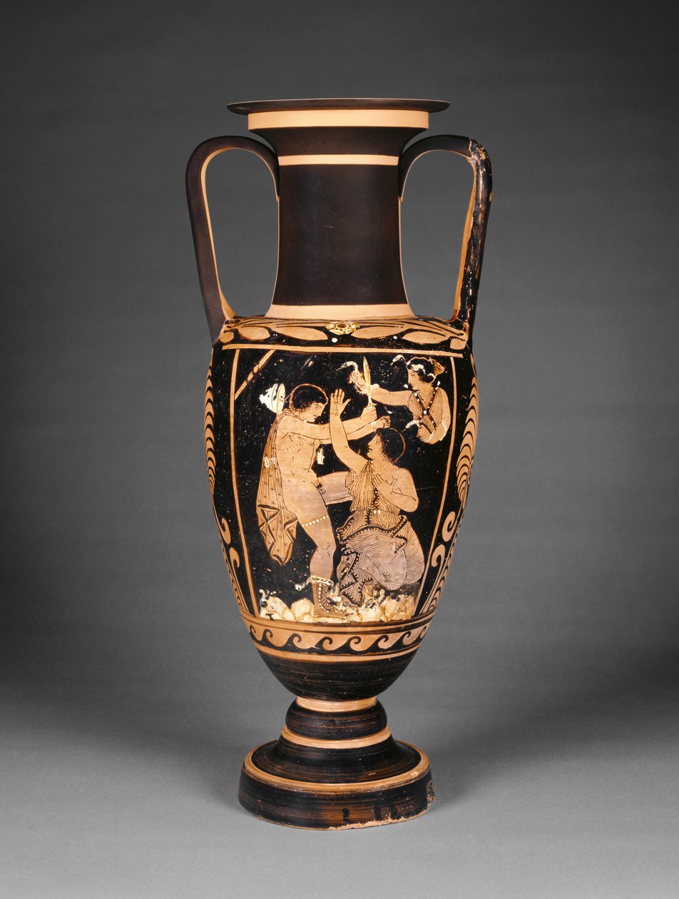 Paestan rød-figur hals amfora, ca. 340 f.Kr. (terracotta) af Greek