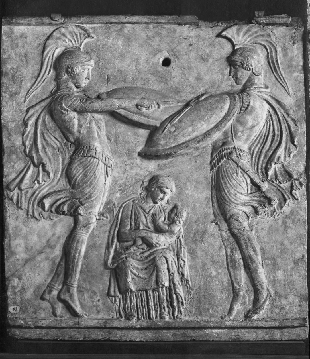 Plaque Campana, Dance of the Curetes, fra Myrina, Lilleasien (terracotta) af Greek