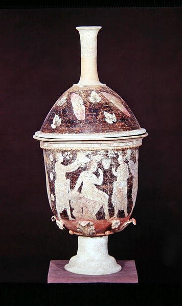 Pyxis med låg, ca. 200-180 f.Kr. (keramik) af Greek