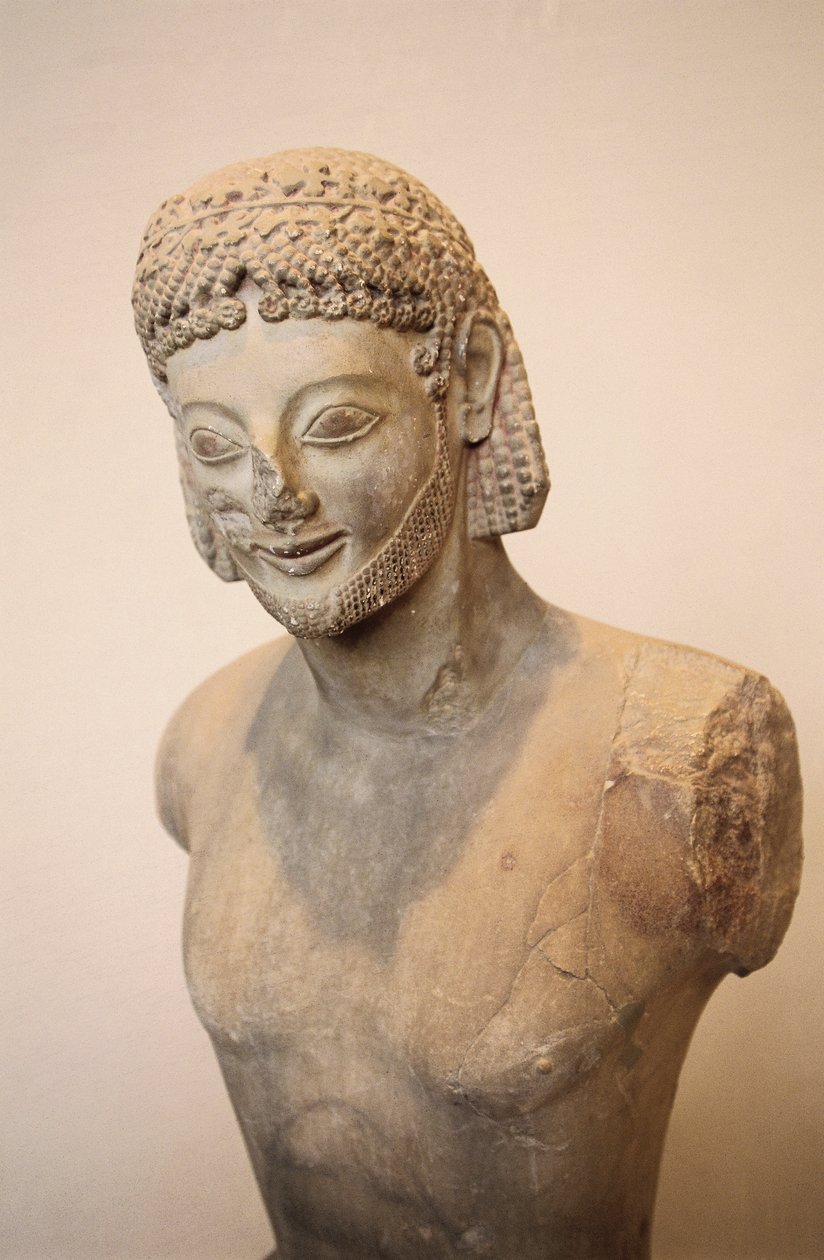 Rampin rytter, rytterstatue i marmor, ca 550 f.Kr., græsk civilisation, 6. århundrede f.Kr. Detalje af Greek