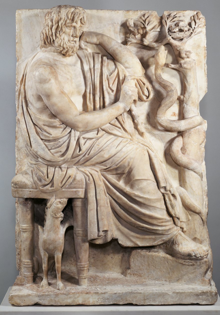 Relief med en siddende mand (The Lansdowne Homer), ca. 75 f.Kr. (marmor) af Greek