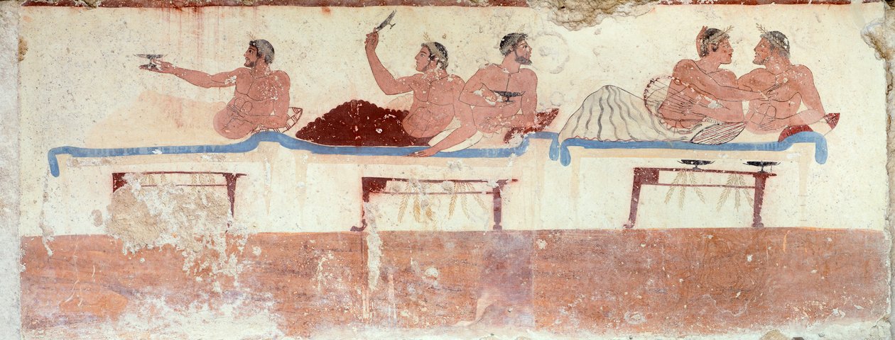 Symposiumscene, ca. 480-490 f.Kr. (fresko) af Greek