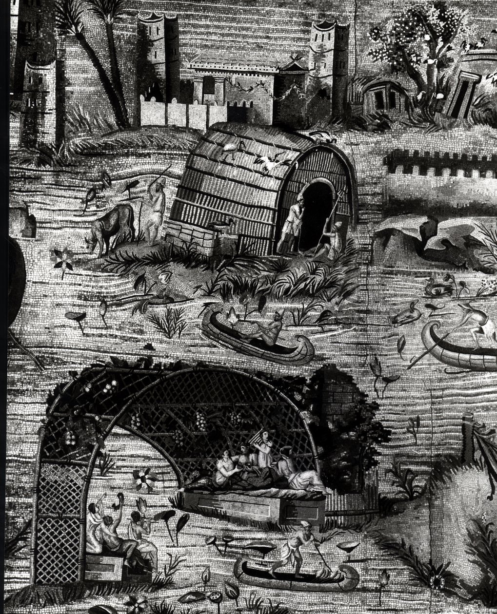 Nilmosaikken, detalje, der skildrer scener fra bondelivet (mosaik) af Greek