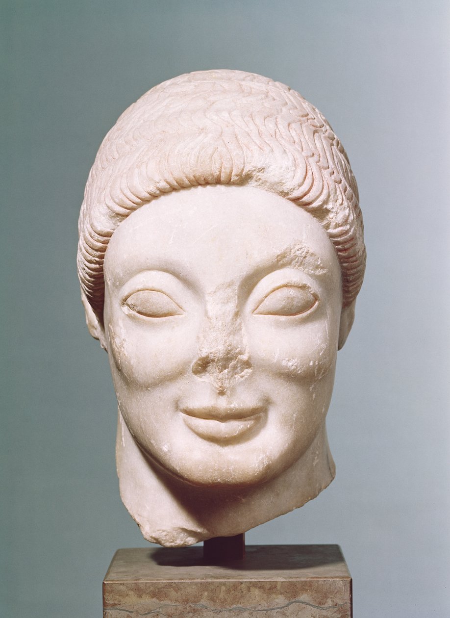 "Rayet-hovedet", attisk, fra Dipylon, ca. 530 f.Kr. (marmor) af Greek